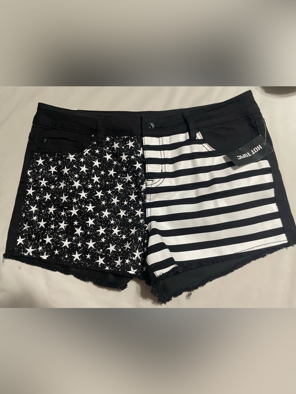 Blackheart Black and White Star & Stripe Women's Shorts